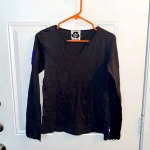 Gray Size M V-Neck "Believe" Long Sleeve T-Shirt